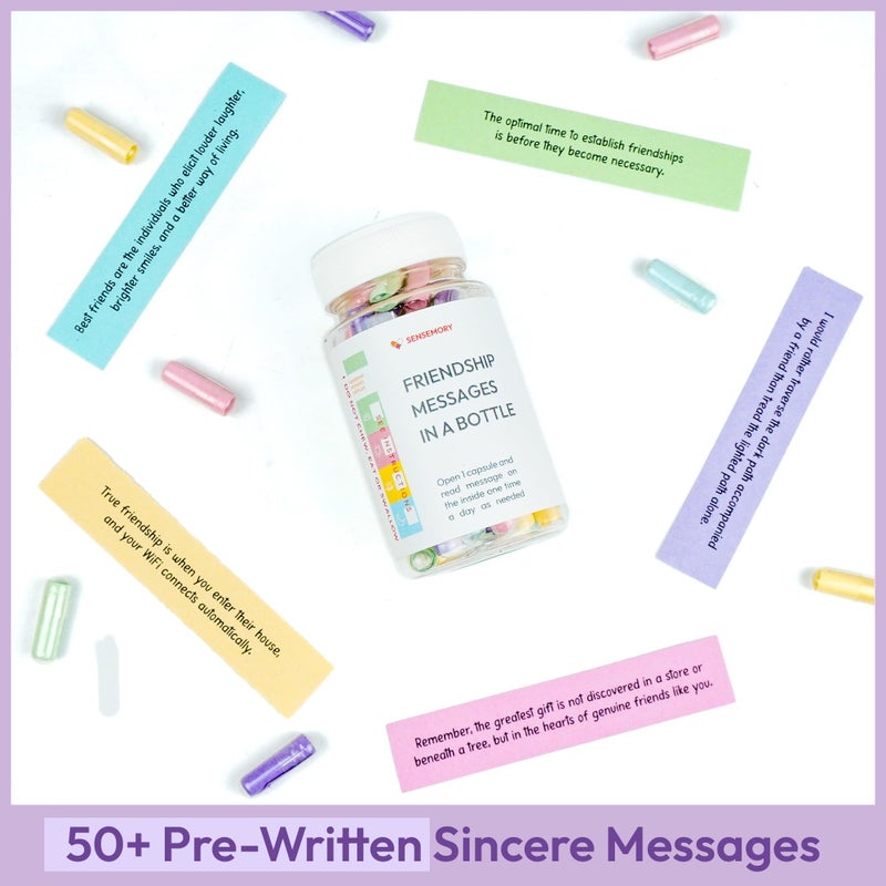 Sensemory 50 Friendship Capsule Letters Messages In A Bottle  For Women  Bff  Sister Gifts  Bestie  Cute Bestfriend Gift Ideas  Friend Gifts  Just Friends  Sympathy Gift (Friendship) - Image 4