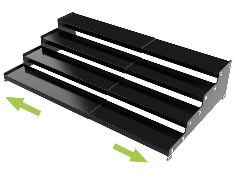 Jojocross Expandable 4-Tier Step Spice Rack Organizer for Kitchen Cabinet Modern Design and Non Skid Space Saving Storage Shelf for Countertop Cabinets Pantry(1Pack/Black) - Image 1