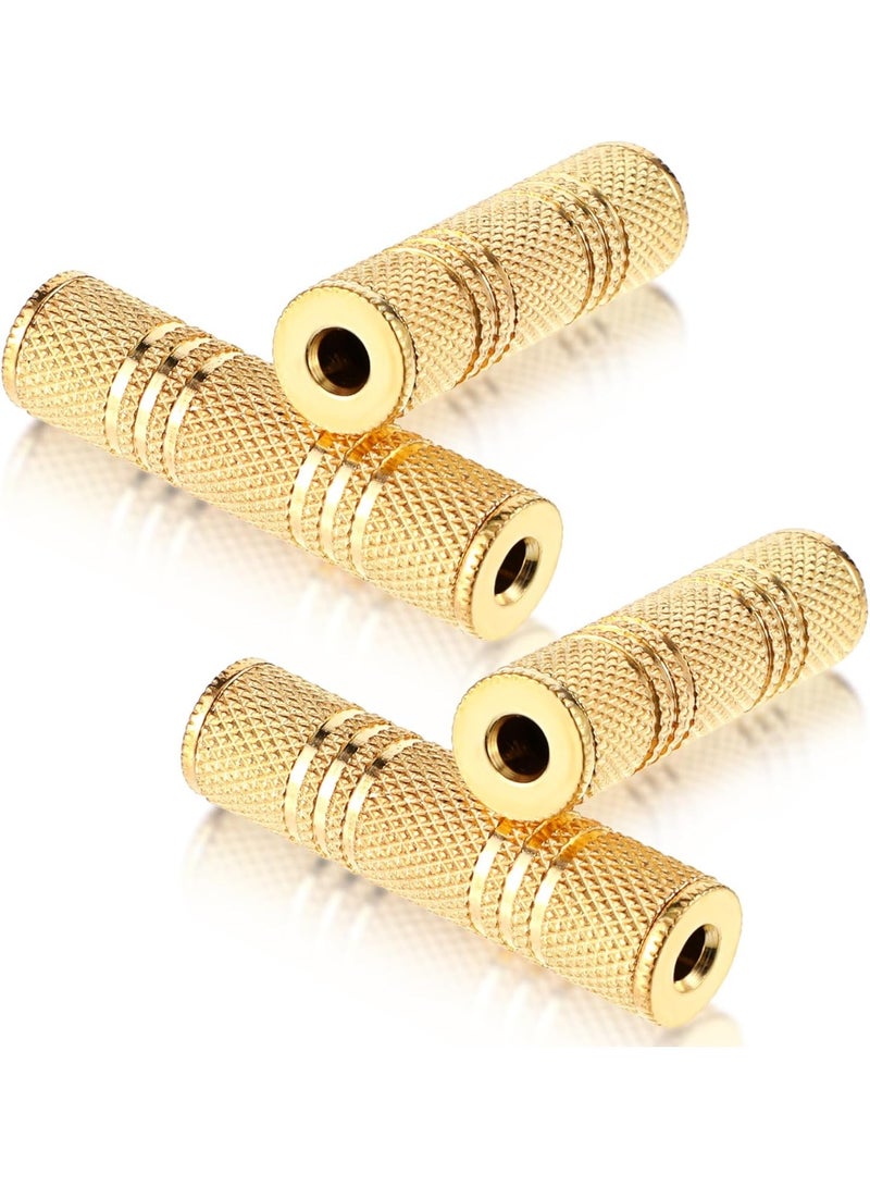 4pcs Female to Female Aux Adapter 3.5mm,Gold Zinc Alloy Stereo Coupler,Plug & Play Audio Connector for Car/Home Devices - Image 1