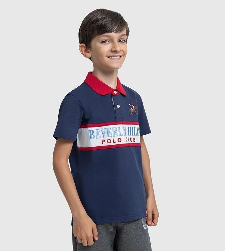 Kids Logo Embroidered Short Sleeves Polo T-Shirt
