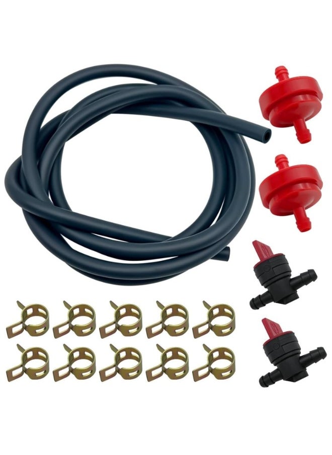 Generic 1/4 Gas Fuel Line Hose with Clamp Valve and Filter Kit,Fuel Line Hose Kit Air Line,for Small Engines Fuel System  - Image 1