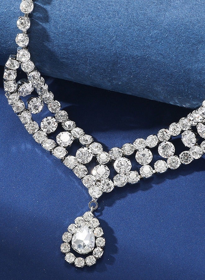DUNISO Sparkling Rhinestones V Neck Necklace, Bridal Wedding Jewelry, Bridesmaid Party Choker Necklace, Fashion Accessories with a Unique Minimalist Vibe, Jewelry Dress Accessories for Women - Image 5