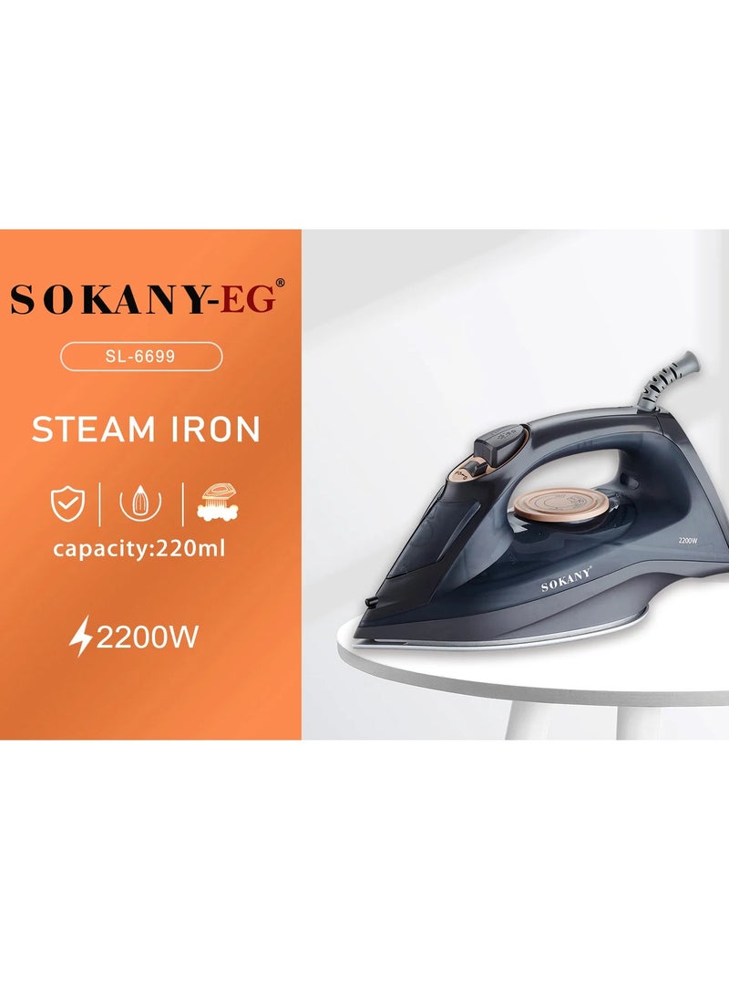 sokany Sokany Steam Iron, 2200 Watt, Black - SL-6699 - Image 2