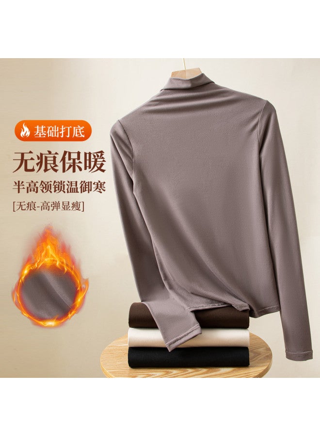 Modal Women'S Autumn/Winter Semi-Turtle Neck Base Layer Shirt 2025 New Arrival, High-End Long Sleeve Knitted Slim Fit Top For Women - Image 3