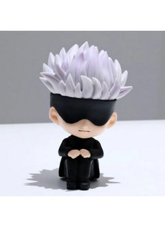 Blue Aura Blue Aura Jujutsu Kaisen Gojo Action Figure Height - 8.5cm PVC Multicolour Figurine | Gojo Mask Sitting Mini  - Image 1