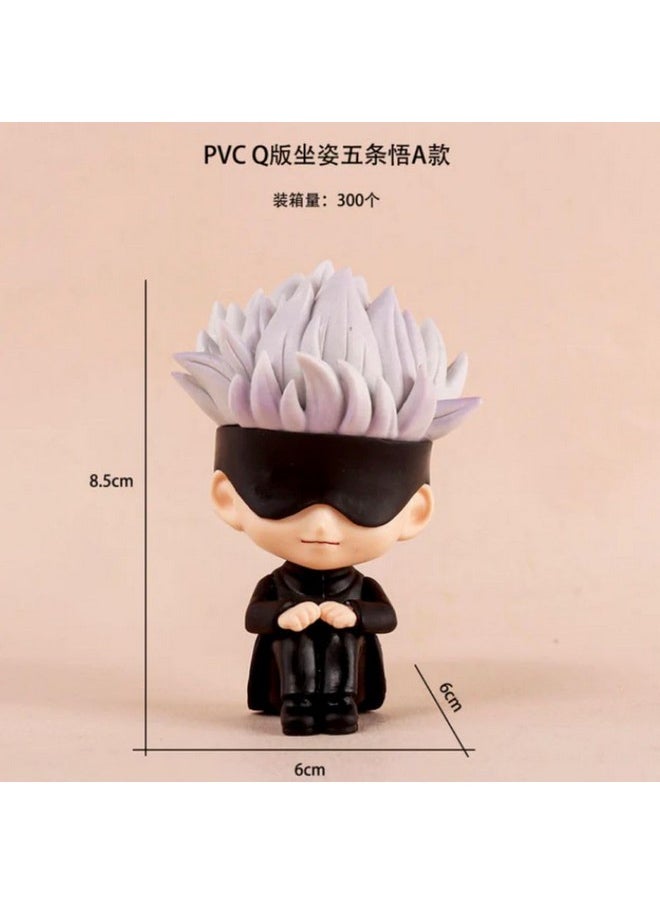 Blue Aura - Blue Aura Jujutsu Kaisen Gojo Action Figure Height - 8.5cm PVC Multicolour Figurine | Gojo Mask Sitting Mini - Image 1