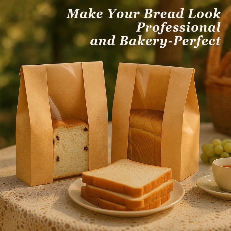 FUNFERY 30 Pcs Sourdough Bread Bags for Home Made Bread Sourdough,Large Paper Bags for Breads Gifting with Window & Cute Seal Stickers,Loaf Bags for Bakery Packaging and Storage(12.79"x8.26"x3.54") - Image 3