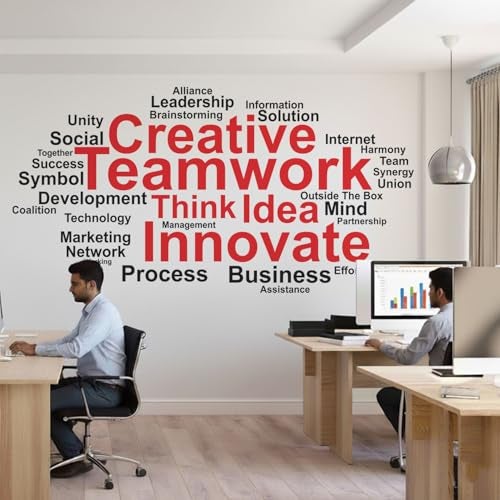 StickMe 'Team Work - Office - Teamwork - Team Spirit - Team Building Motivation - Inspiration Wall Sticker' (Multi Colour, Vinyl) - Image 1