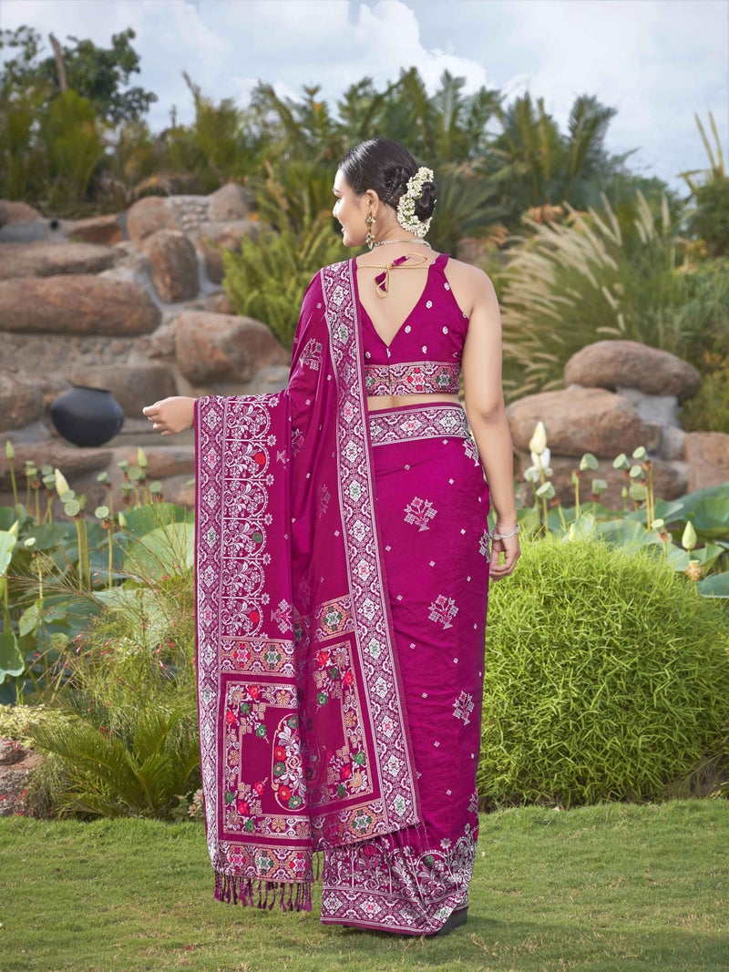 MANOHARI Women's Most Trendy Banarasi Woven Pink Saree With Heavy Jacquard Work Saree With Blouse Piece_MN1941 - Image 4