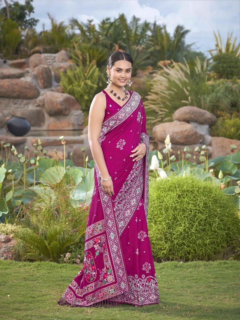 MANOHARI Women's Most Trendy Banarasi Woven Pink Saree With Heavy Jacquard Work Saree With Blouse Piece_MN1941 - Image 5