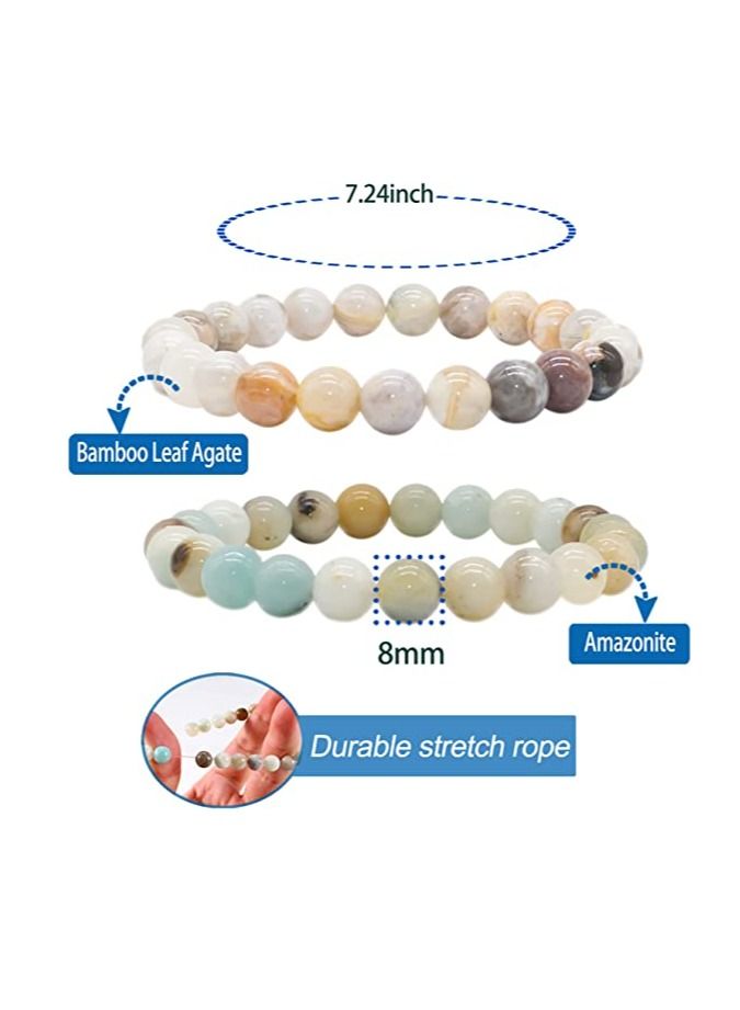 Natural Gem Semi Precious Reiki Healing Crystals Handmade 8mm Round Beads Stretch Bracelet - Image 2