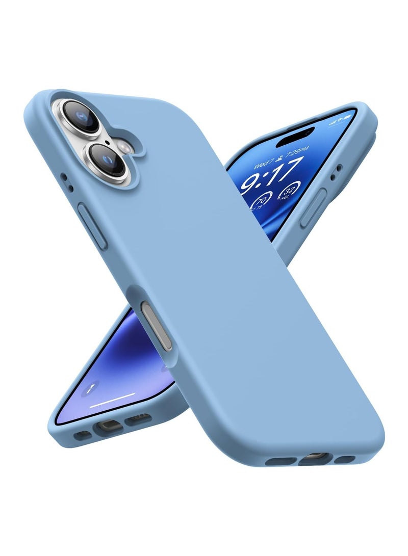 أكاليكس جراب سيليكون متوافق مع iPhone 16 Plus، جراب هاتف سيليكون سائل رفيع مع مصد مطاطي ناعم مقاوم للصدمات مكون من 3 طبقات مع بطانة من مادة TPU (أزرق سماوي) - Image 1