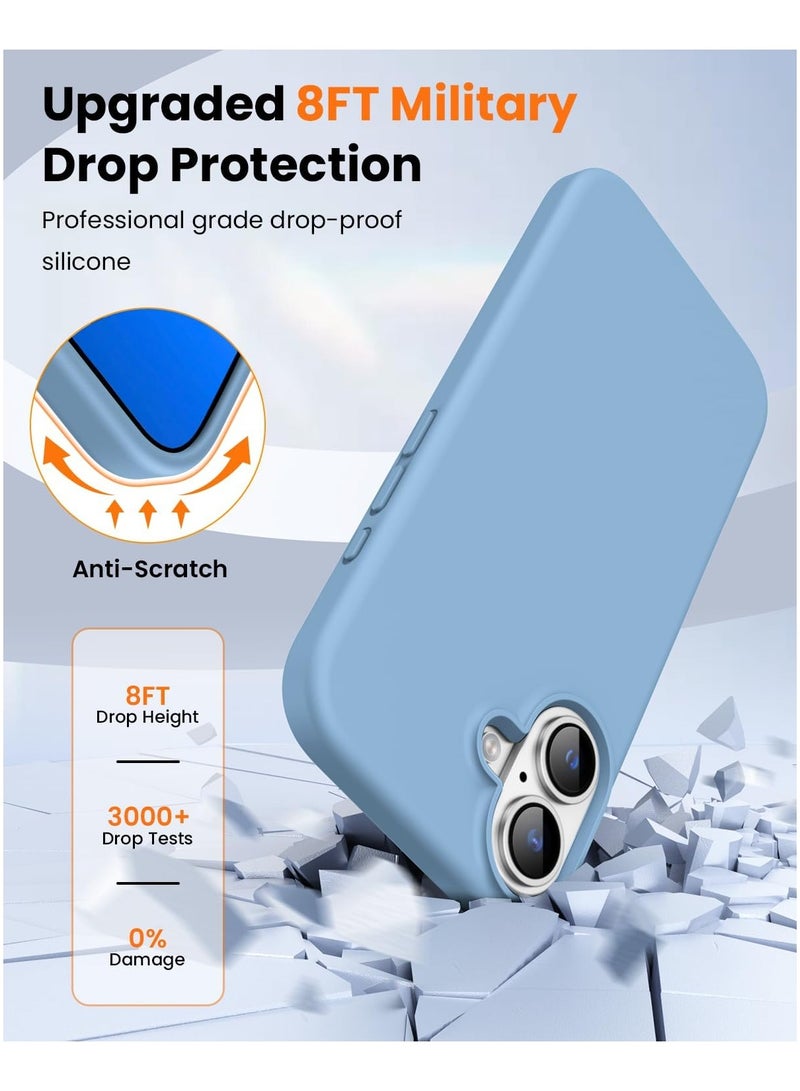 أكاليكس جراب سيليكون متوافق مع iPhone 16 Plus، جراب هاتف سيليكون سائل رفيع مع مصد مطاطي ناعم مقاوم للصدمات مكون من 3 طبقات مع بطانة من مادة TPU (أزرق سماوي) - Image 3