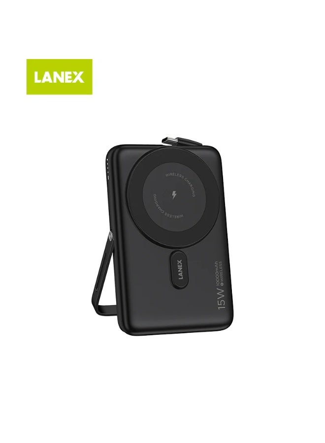 لانيكس بنك طاقة لاسلكي Lanex Magsafe بسعة 10000 مللي أمبير/ساعة، أسود - N29 - Image 1