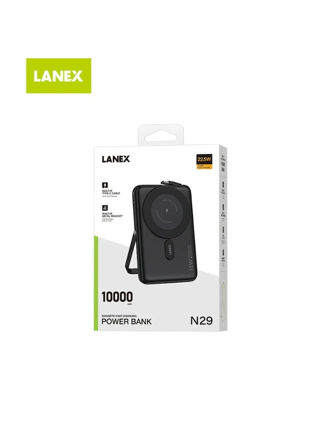 لانيكس بنك طاقة لاسلكي Lanex Magsafe بسعة 10000 مللي أمبير/ساعة، أسود - N29 - Image 4