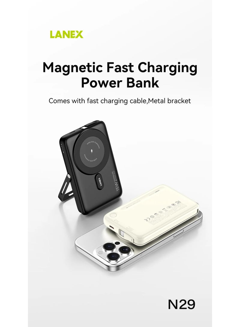 لانيكس بنك طاقة لاسلكي Lanex Magsafe بسعة 10000 مللي أمبير/ساعة، أسود - N29 - Image 5