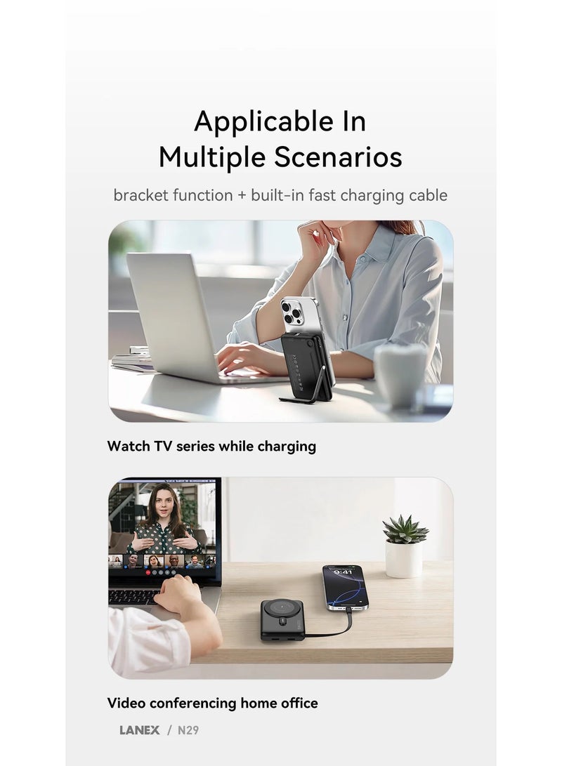 لانيكس بنك طاقة لاسلكي Lanex Magsafe بسعة 10000 مللي أمبير/ساعة، أسود - N29 - Image 2