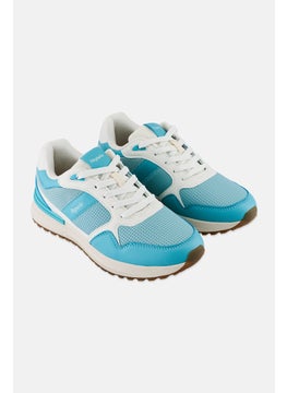 Algspar Women Brand Logo Lace Up Casual Shoes, Mint Green  - Image 1