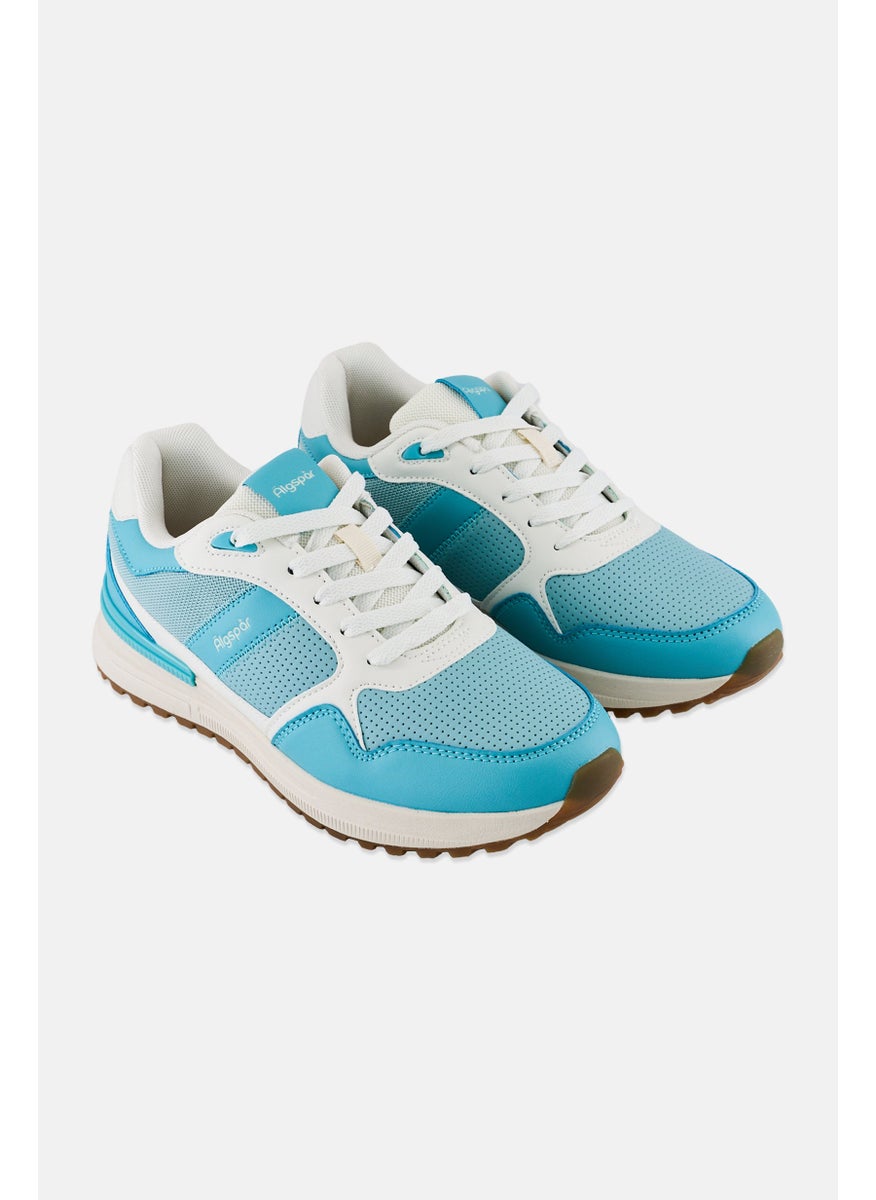 Algspar Women Brand Logo Lace Up Casual Shoes, Mint Green  - Image 1