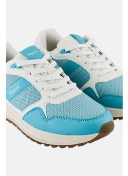 Algspar Women Brand Logo Lace Up Casual Shoes, Mint Green  - Image 2