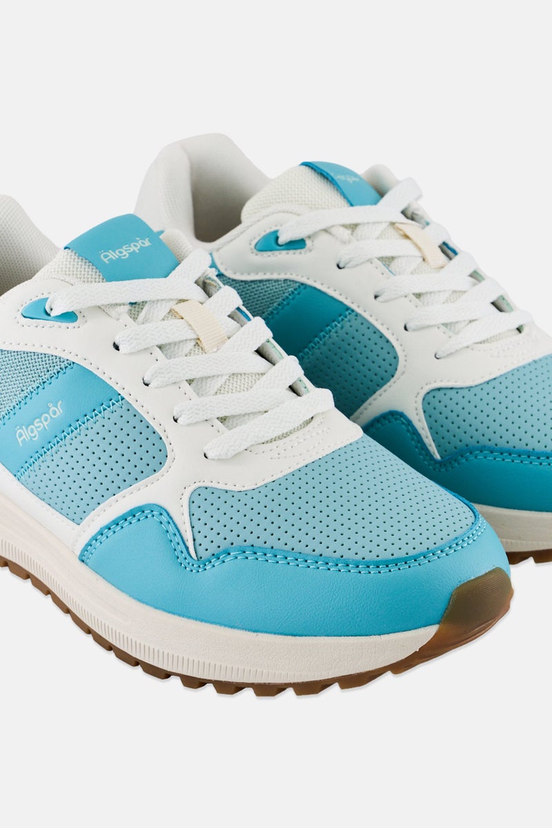Algspar Women Brand Logo Lace Up Casual Shoes, Mint Green - Image 2