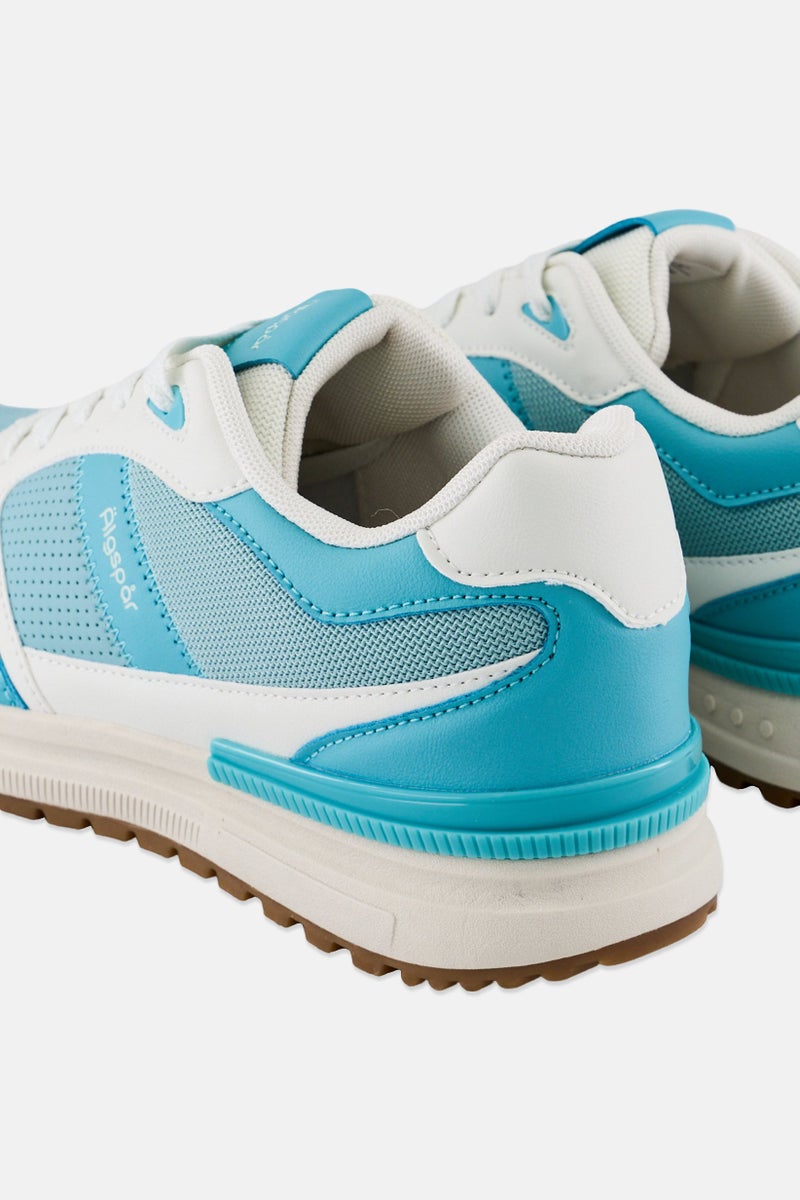 Algspar Women Brand Logo Lace Up Casual Shoes, Mint Green - Image 4