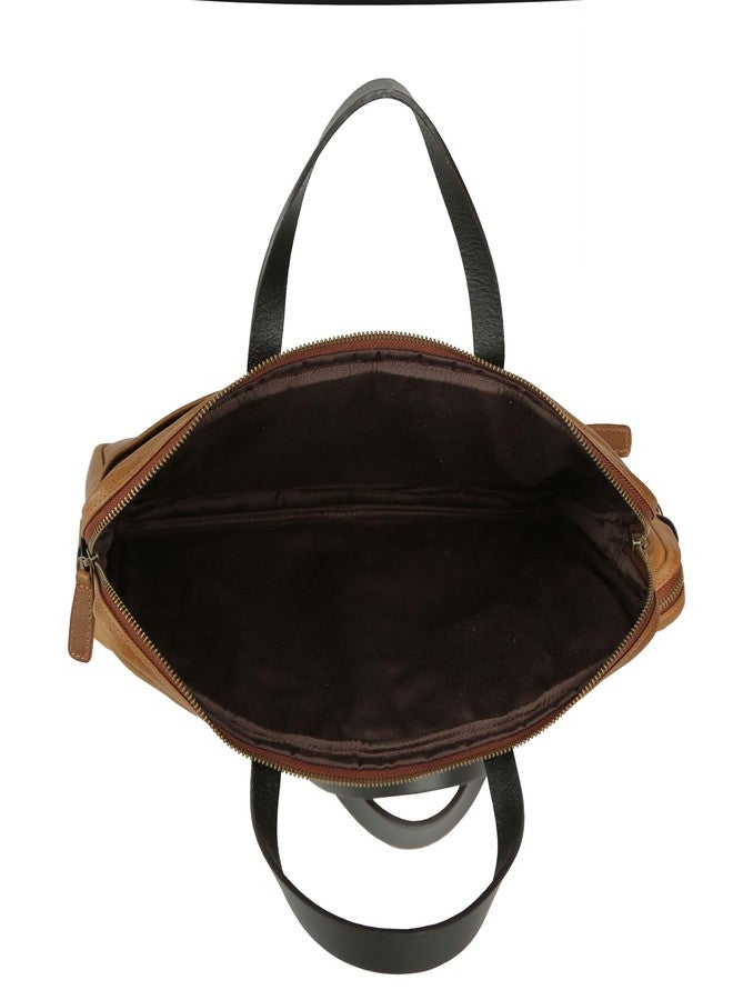 KomalC 15.5 Inch Leather Laptop Sleeve with Trolley Strap - Slim Genuine Leather Bag for 13", 14", 14.5" Laptops - Office Briefcase with Shoulder Strap & Organizer - Image 2