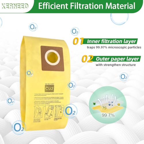 Kerneed 12 Pack AH10243 Vacuum Bags for Hoover Commercial Hushtone CU2 Upright Cleaners CH54013 CH54015 CH54113 CH54115#Part AH10243 - Image 4