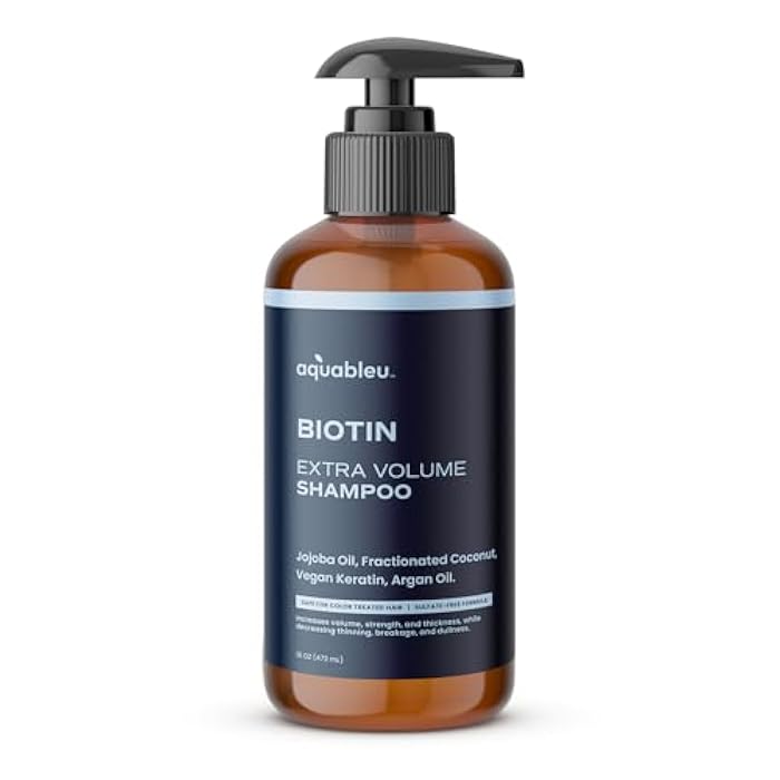 Aquableu Biotin Shampoo – Natural Thickening & Volumizing For Thicker Fuller Hair - Infused With Coconut Oil, Keratin, Argan & Jojoba Oil - Awapuhi Fragrance - No Sulfates or Parabens - 16oz - Image 1