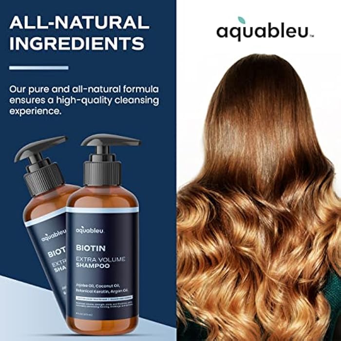 Aquableu Biotin Shampoo – Natural Thickening & Volumizing For Thicker Fuller Hair - Infused With Coconut Oil, Keratin, Argan & Jojoba Oil - Awapuhi Fragrance - No Sulfates or Parabens - 16oz - Image 5