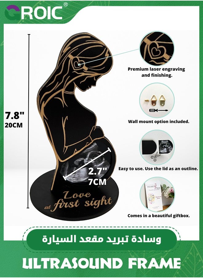GROIC إطارات الموجات فوق الصوتية أفكار هدايا الحمل، هدايا للنساء الحوامل الأمهات المنتظرات، هدايا لزوجة حامل إطار السونوجرام، هدايا فريدة للآباء المنتظرين، هدايا للأم الحامل - أسود  - Image 2