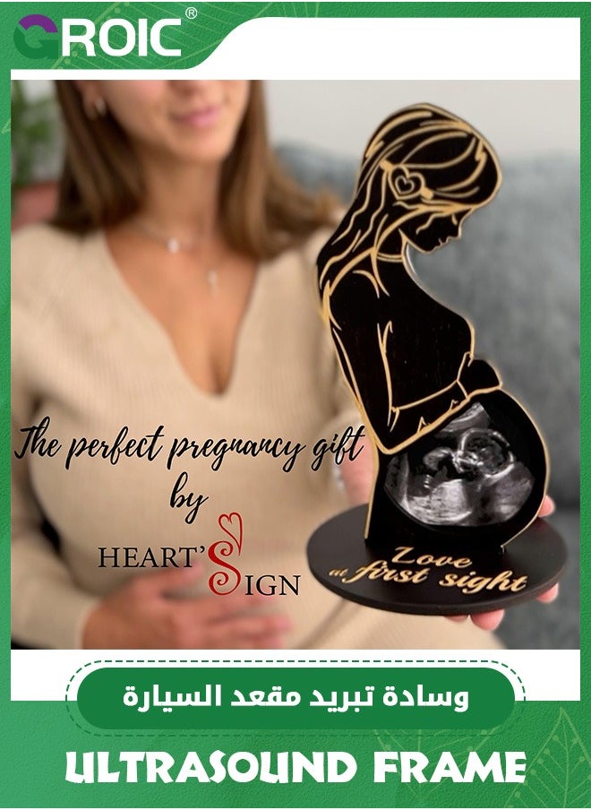 GROIC إطارات الموجات فوق الصوتية أفكار هدايا الحمل، هدايا للنساء الحوامل الأمهات المنتظرات، هدايا لزوجة حامل إطار السونوجرام، هدايا فريدة للآباء المنتظرين، هدايا للأم الحامل - أسود  - Image 3