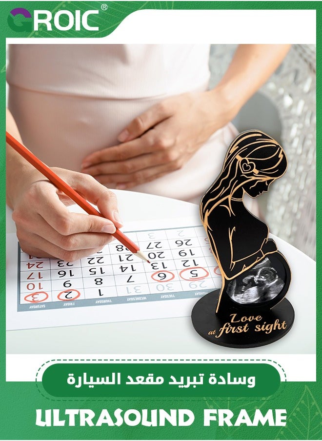 GROIC إطارات الموجات فوق الصوتية أفكار هدايا الحمل، هدايا للنساء الحوامل الأمهات المنتظرات، هدايا لزوجة حامل إطار السونوجرام، هدايا فريدة للآباء المنتظرين، هدايا للأم الحامل - أسود  - Image 5