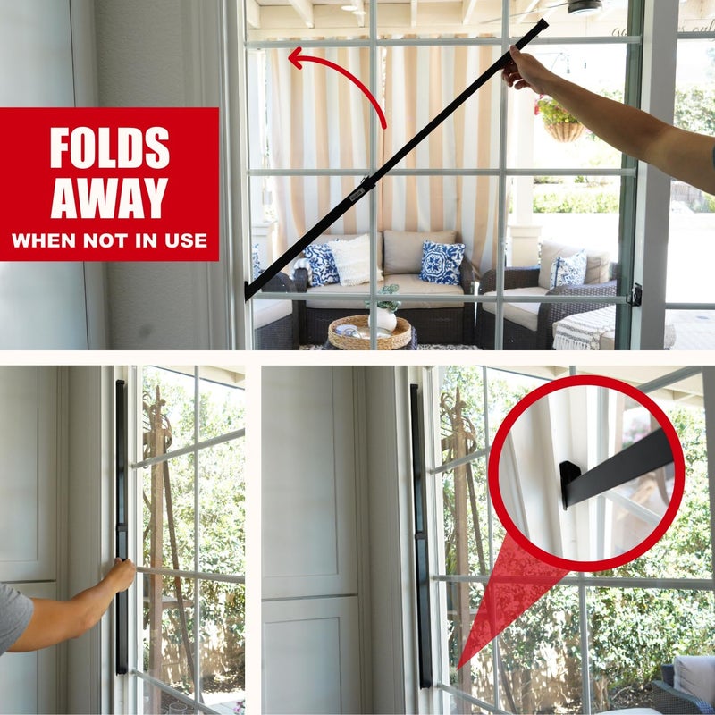 Security Man Sliding Door Security Bar-Child Proof Sliding Door Lock Bar with Anti Lift Lock - Fits Most Doors & Windows - Adjustable Patio Door Security Bar (18.75"- 51.1") Black - Image 4