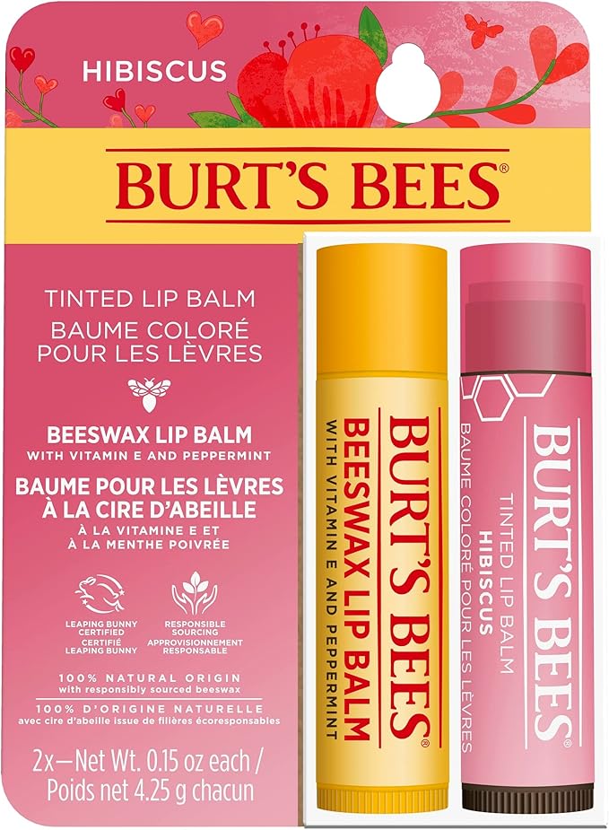 Burt's Bees Burts Bees Lip Balm Multipack Beeswax Lip Balm Hibiscus Tinted Lip Balm Value Duo Pack 2x425g Pink Pack Of 1 - Image 1