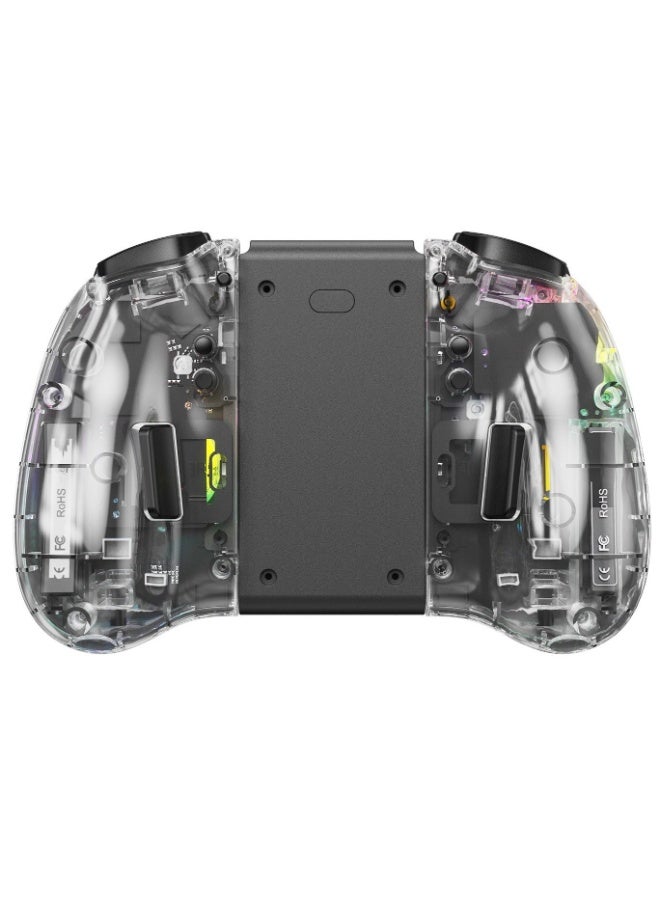 LinYuvo Classic Transparent Gamepad LinYuvo KS37B Wireless Joycon Controller for Switch, Switch Lite, Switch OLED with Colorful RGB Light, Metal Joystick, Six-Axis Gyroscope, Turbo Function, Adjustment Dual Vibration, Programmable Buttons, Programmable Mapping Function, Screenshot Function - Image 3