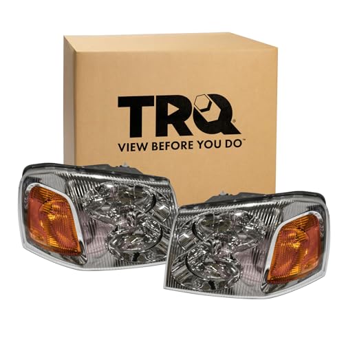 TRQ Driver & Passenger Side Headlight Assembly Set Headlights Driver & Passenger Side Compatible with 2002-2009 GMC Envoy 2002-2006 Envoy XL 2004-2005 Envoy XUV GM2502220 GM2503220 - Image 2