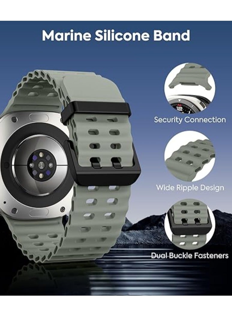 Rugged Band Compatible with Samsung Galaxy Watch 7 Ultra Band 47mm, Soft Silicone Sport Waterproof Strap Marine Bands for Galaxy Watch Ultra 2024 for Men & Women - Image 3