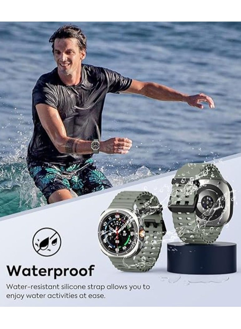 Rugged Band Compatible with Samsung Galaxy Watch 7 Ultra Band 47mm, Soft Silicone Sport Waterproof Strap Marine Bands for Galaxy Watch Ultra 2024 for Men & Women - Image 5