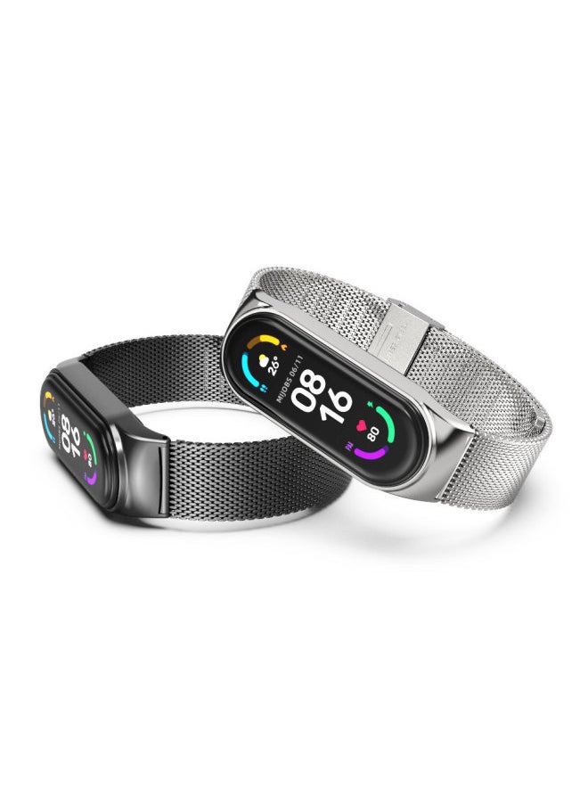 Generic - Universal Metal Strap For XiaomiBand 8 7 6 5 4 3 Cs Stainless Steel Milanese Buckle Fitness Tracker Replacement Band-Color:Silver CS Buckle-Specifications:06 Line Meters 8/9 - Image 1
