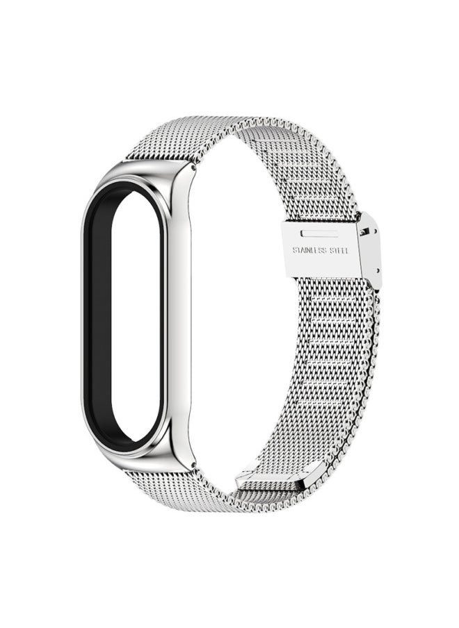 Generic - Universal Metal Strap For XiaomiBand 8 7 6 5 4 3 Cs Stainless Steel Milanese Buckle Fitness Tracker Replacement Band-Color:Silver CS Buckle-Specifications:06 Line Meters 8/9 - Image 1