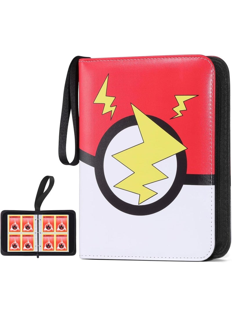 LBMT Collectible Trading Card Albums,4 Pocket Card Binder, 400 Double Sided Pocket PU Premium Zip Trading Collection Binderwith 50 Removable Sleeves, Card Folder forTCG, Sports Cards (Red) - Image 1