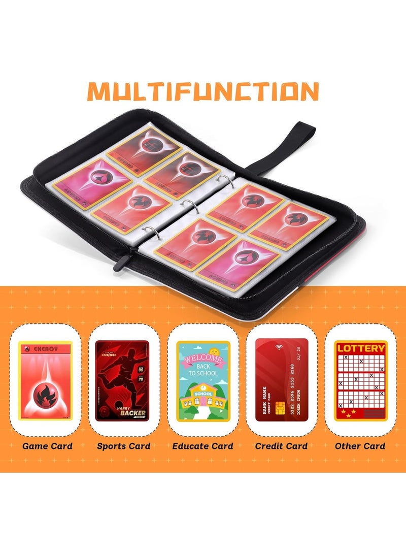 LBMT Collectible Trading Card Albums,4 Pocket Card Binder, 400 Double Sided Pocket PU Premium Zip Trading Collection Binderwith 50 Removable Sleeves, Card Folder forTCG, Sports Cards (Red) - Image 2