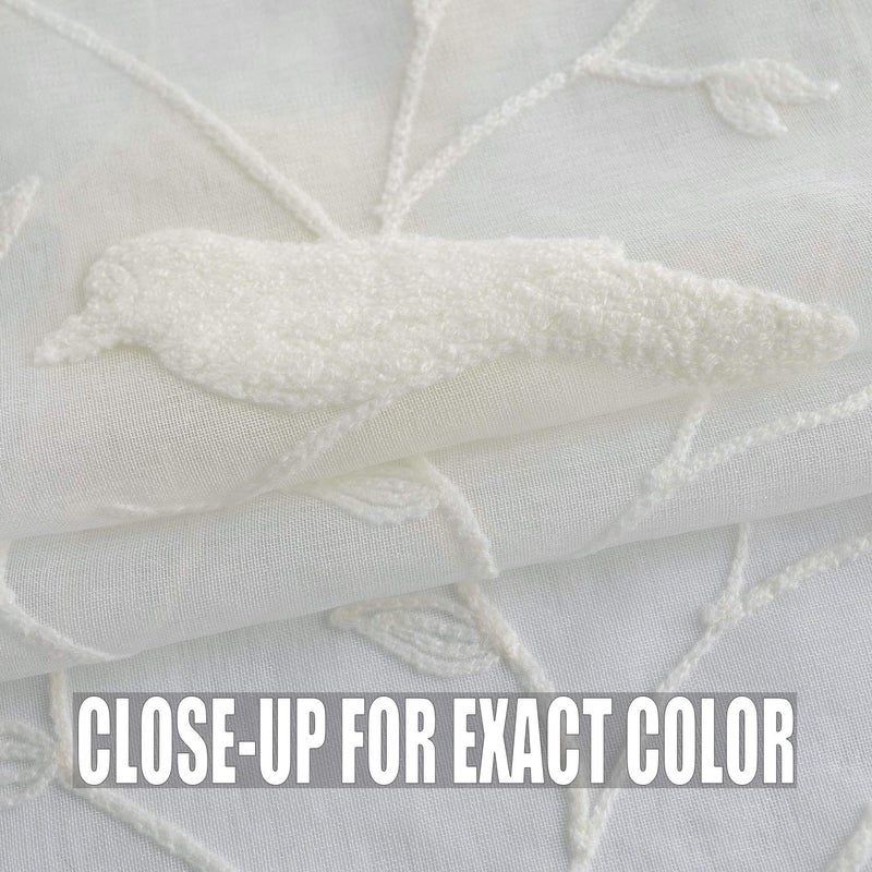 VOGOL White Sheer Curtains 63 inches Length, Birds Embroidered Window Treatment Sheer Voile Curtain Panels for Kitchen Liviging Room Bedroom Small Windows, 42 x 63, Set of 2 - Image 4