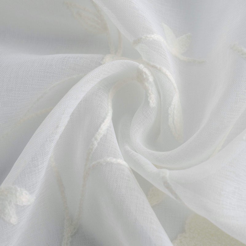 VOGOL White Sheer Curtains 63 inches Length, Birds Embroidered Window Treatment Sheer Voile Curtain Panels for Kitchen Liviging Room Bedroom Small Windows, 42 x 63, Set of 2 - Image 5