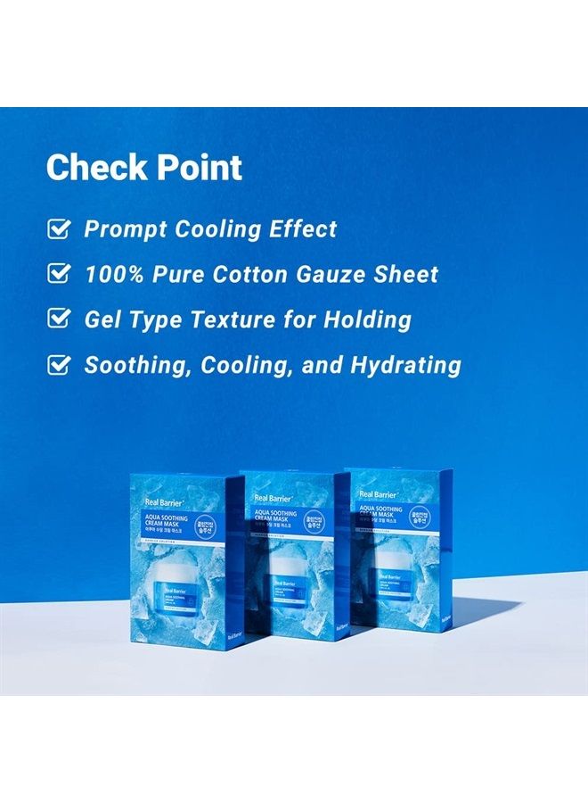 Real Barrier Aqua Soothing Gel Cream Face Mask for Sensitive Dehydrated Oily Skin, 10ea, Korean Cotton Gauze Sheet Mask with 8 Hyaluronic Acids, Cooling, Soothing, Hydrating, Moisturizing - Image 1