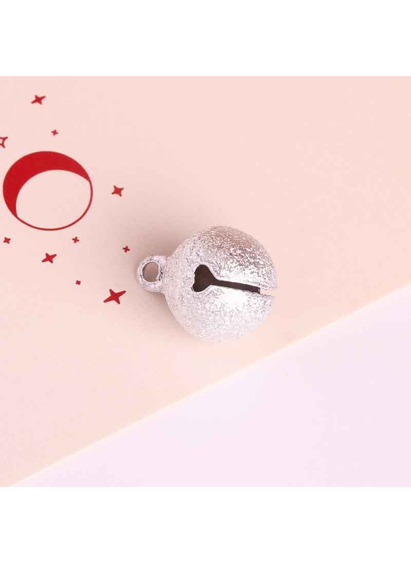 14mm Colored Bells Charms Keychain Christmas Pet Decor Frosted Silver