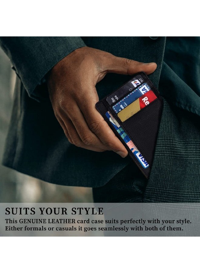  هاموندز فلاي كاتشر حامل بطاقات من الجلد الأصلي HAMMONDS FLYCATCHER للرجال، حامل بطاقات ائتمان، محفظة بطاقات ائتمان رفيعة ثنائية الطي محمية بتقنية RFID للرجال مع 6 فتحات للبطاقات وفتحة واحدة للعملات المعدنية وزر كبس معدني، أسود - Image 5