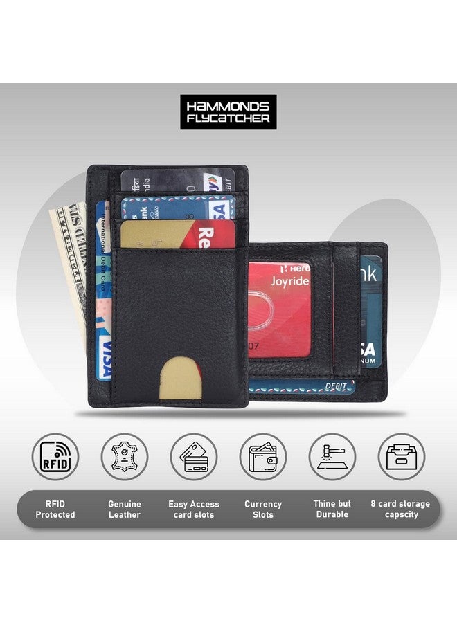  هاموندز فلاي كاتشر حامل بطاقات من الجلد الأصلي HAMMONDS FLYCATCHER للرجال، حامل بطاقات ائتمان، محفظة بطاقات ائتمان رفيعة ثنائية الطي محمية بتقنية RFID للرجال مع 6 فتحات للبطاقات وفتحة واحدة للعملات المعدنية وزر كبس معدني، أسود - Image 2