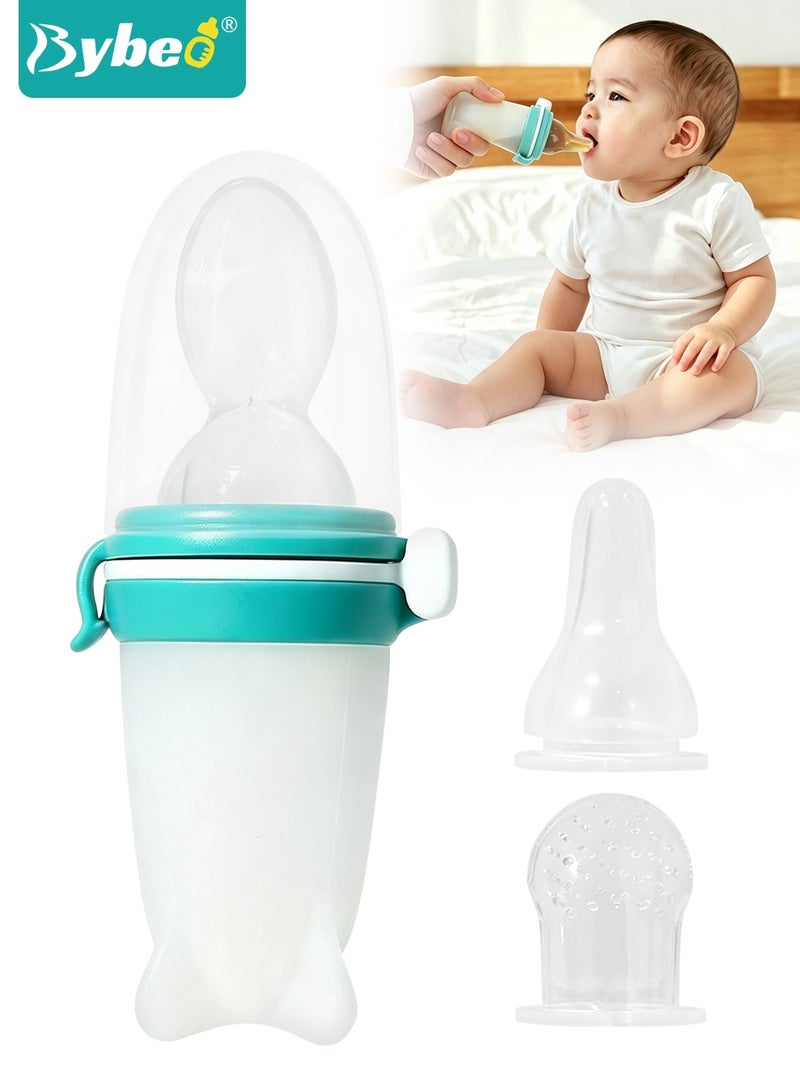 Bybeo 3-in-1 Baby Food Feeder With Feeding Spoon, Fruit Feeder Pacifier and Medicine Dropper,  Infant Feeding Set For Newborns Toddlers and Kids, Food Grade Silicone BPA-Free - Image 1